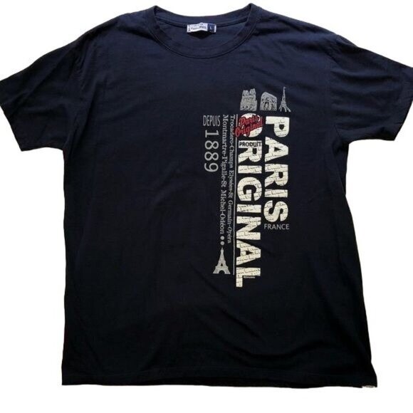Paris Original Mens Size Large Blue Graphic Landmarks France Short Sleeve Unisex - Picture 1 of 6
